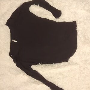 Black Cut Out Shoulders Long Sleeve Black Tee Splash Size Medium